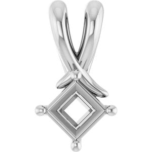 14K White Gold 3.75 mm Square Pendant Mounting – image 2