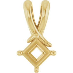18K Yellow Gold 3.75 mm Square Pendant Mounting – image 2
