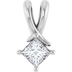 14K White Gold 3.75 mm Square Pendant Mounting