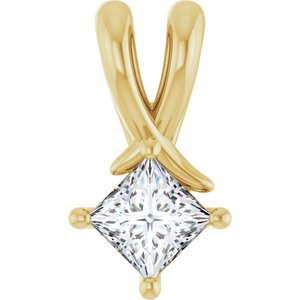 18K Yellow Gold 3.75 mm Square Pendant Mounting