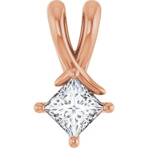 14K Rose Gold 3.75 mm Square Pendant Mounting