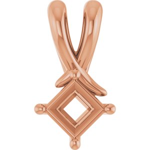 18K Rose Gold 3.75 mm Square Pendant Mounting – image 2