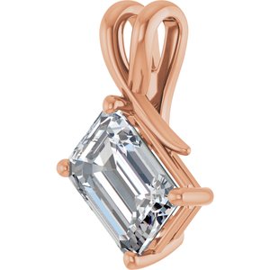 18K Rose Gold 10x7 mm Emerald Pendant Mounting – image 3