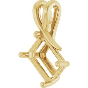 10K Yellow Gold 10x7 mm Emerald Pendant Mounting – image 4