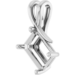 14K White Gold 10x7 mm Emerald Pendant Mounting – image 4