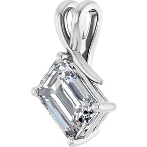18K White Gold 10x7 mm Emerald Pendant Mounting – image 3