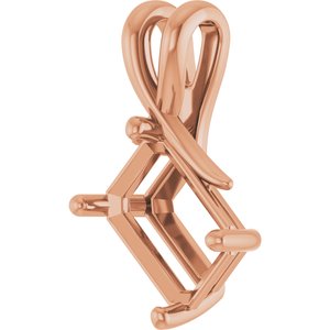 18K Rose Gold 10x7 mm Emerald Pendant Mounting – image 4