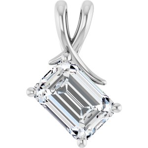 10K White Gold 10x7 mm Emerald Pendant Mounting