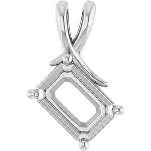 Sterling Silver 10x7 mm Emerald Pendant Mounting – image 2
