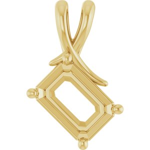 10K Yellow Gold 10x7 mm Emerald Pendant Mounting – image 2