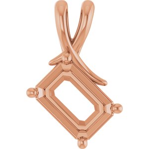 18K Rose Gold 10x7 mm Emerald Pendant Mounting – image 2