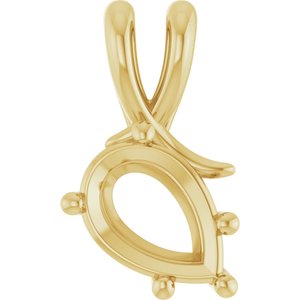 18K Yellow Gold 10x7 mm Pear Pendant Mounting – image 2