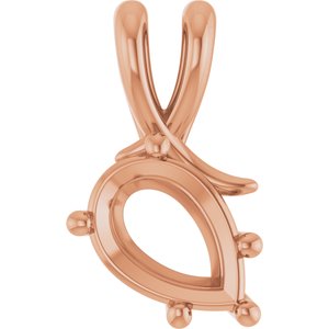 10K Rose Gold 10x7 mm Pear Pendant Mounting – image 2