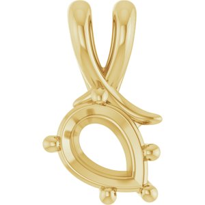 14K Yellow Gold 8x6 mm Pear Pendant Mounting – image 2