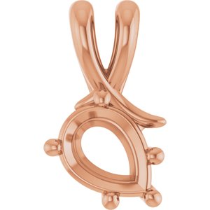 10K Rose Gold 8x6 mm Pear Pendant Mounting – image 2