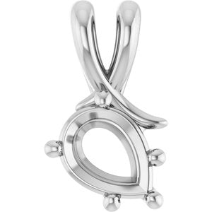 10K White Gold 8x6 mm Pear Pendant Mounting – image 2