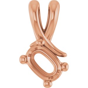 10K Rose Gold 6x4 mm Elongated Cushion Pendant Mounting – image 2