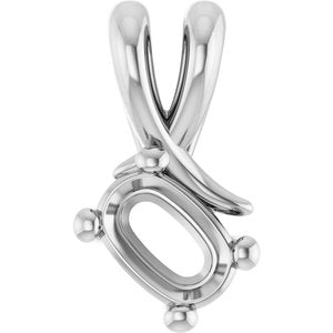 14K White Gold 6x4 mm Elongated Cushion Pendant Mounting – image 2