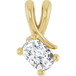 14K Yellow Gold 6x4 mm Elongated Cushion Pendant Mounting