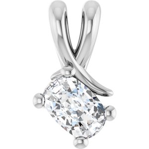 14K White Gold 6x4 mm Elongated Cushion Pendant Mounting