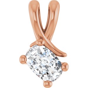 14K Rose Gold 6x4 mm Elongated Cushion Pendant Mounting