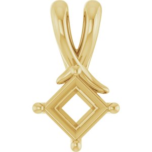 10K Yellow Gold 4.5 mm Square Pendant Mounting – image 2