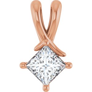 18K Rose Gold 4.5 mm Square Pendant Mounting