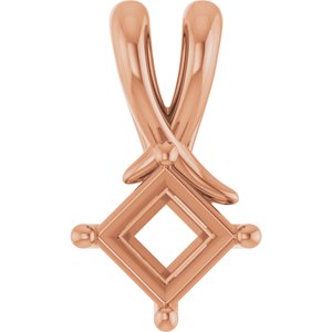 14K Rose Gold 4.5 mm Square Pendant Mounting – image 2
