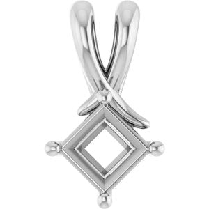 10K White Gold 4.5 mm Square Pendant Mounting – image 2