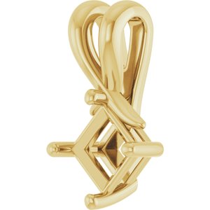 14K Yellow Gold 4.5 mm Square Pendant Mounting – image 4