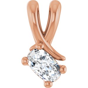 18K Rose Gold 5x3 mm Elongated Cushion Pendant Mounting