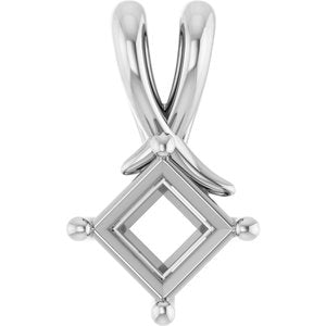 10K White Gold 5 mm Square Pendant Mounting – image 2
