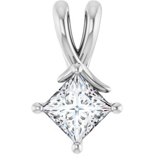 14K White Gold 5 mm Square Pendant Mounting