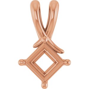 14K Rose Gold 5 mm Square Pendant Mounting – image 2