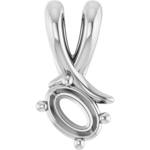 14K White Gold 5x3.5 mm Oval Pendant Mounting – image 2
