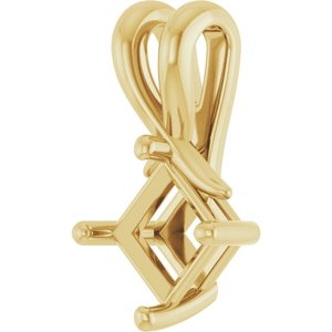 14K Yellow Gold 5 mm Square Pendant Mounting – image 4