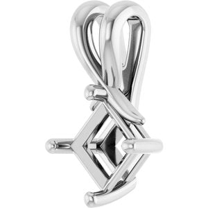 18K White Gold 5 mm Square Pendant Mounting – image 4