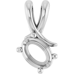 10K White Gold 7x5 mm Oval Pendant Mounting – image 2