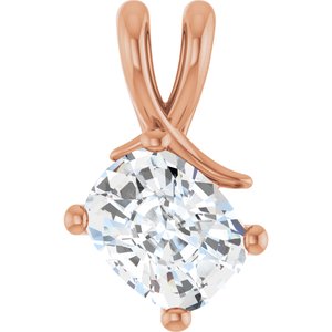 10K Rose Gold 9x7 mm Elongated Cushion Pendant Mounting