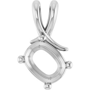 10K White Gold 9x7 mm Elongated Cushion Pendant Mounting – image 2