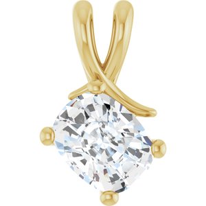 18K Yellow Gold 9x7 mm Elongated Cushion Pendant Mounting