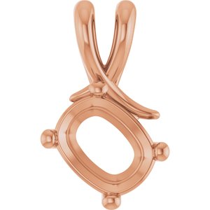 10K Rose Gold 9x7 mm Elongated Cushion Pendant Mounting – image 2