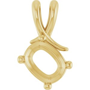 18K Yellow Gold 9x7 mm Elongated Cushion Pendant Mounting – image 2