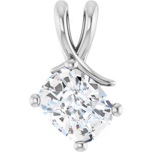 14K White Gold 9x7 mm Elongated Cushion Pendant Mounting