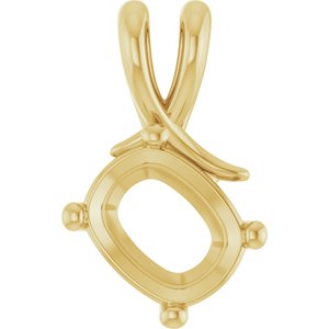 18K Yellow Gold 10x8 mm Elongated Cushion Pendant Mounting – image 2