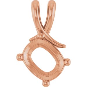 18K Rose Gold 10x8 mm Elongated Cushion Pendant Mounting – image 2