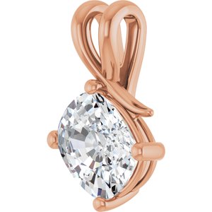 18K Rose Gold 10x8 mm Elongated Cushion Pendant Mounting – image 3