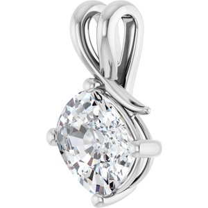 18K White Gold 10x8 mm Elongated Cushion Pendant Mounting – image 3
