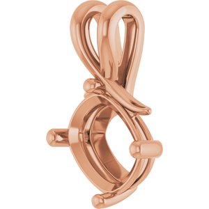 18K Rose Gold 10x8 mm Elongated Cushion Pendant Mounting – image 4