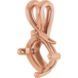 10K Rose Gold 9x7 mm Elongated Cushion Pendant Mounting – image 4